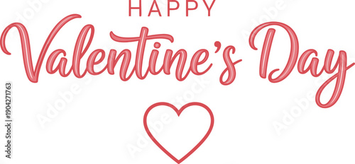 Happy valentine's day vector with heart illustration isolated on transparent background, isolated on white background, Vector, illustration