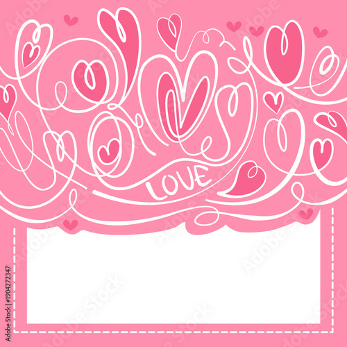 A cute pink Valentine's Day card decorated with hearts, express your love to that special someone.