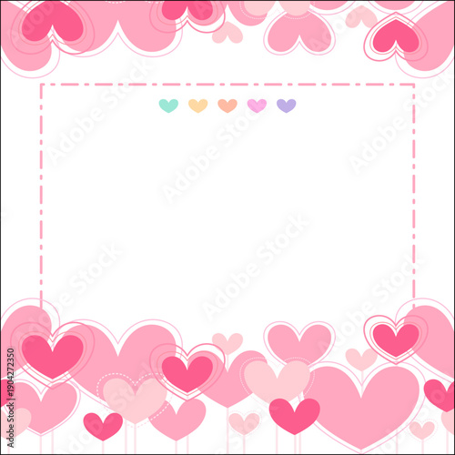 A cute pink Valentine's Day card decorated with hearts, express your love to that special someone.