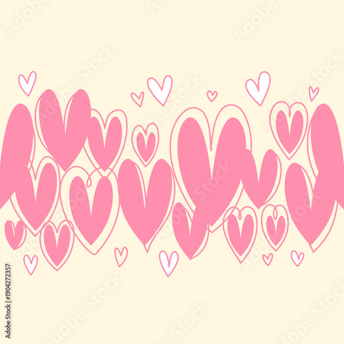A cute pink Valentine's Day card decorated with hearts, express your love to that special someone.