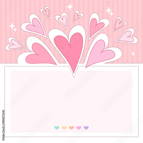 A cute pink Valentine's Day card decorated with hearts, express your love to that special someone.