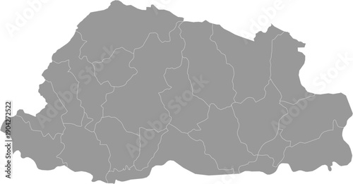Bhutan Map Gray Single Color Vector