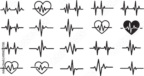 heartbeat heart icon seamless pattern vector illustration