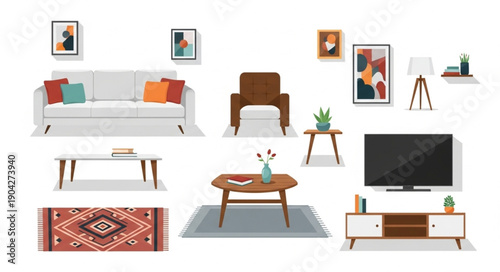Modern Living Room Furniture and Decor Collection.