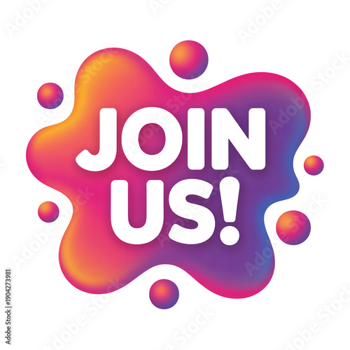 Join Us Text in Vibrant Gradient Splash with White Typography on Isolated Background for Social Media