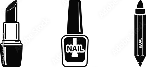 Lipstick and nails polish beauty icon illustration in flat modern cosmetic symbol style