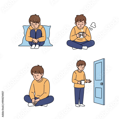 Man struggling with morning melancholy, loneliness, and emotional despair