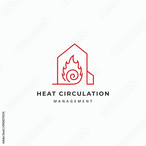Hot air circulation architecture building logo design. Home heat ventilation system simple linear symbol logo icon sign