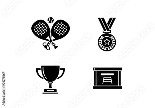 paddle victory icon set