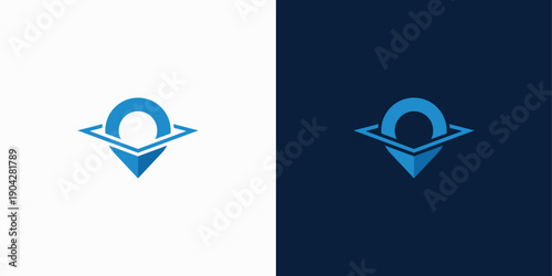 map point location icon with arrow combination  logo design ,Pin delivery symbol, creative  concept of logistics, cargo, order, send, move, route digital technology