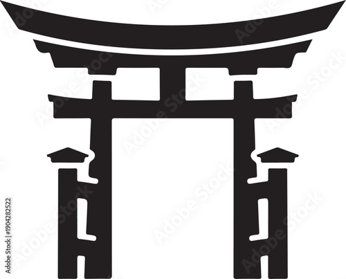 A traditional torii gate symbolizing the entrance to a sacred shinto shrine