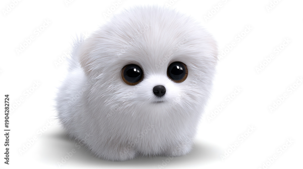 Obraz premium An adorable fluffy puppy with big brown eyes, looking innocently at the camera