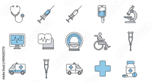 Medical Icons Set Healthcare Science Technology Symbols.