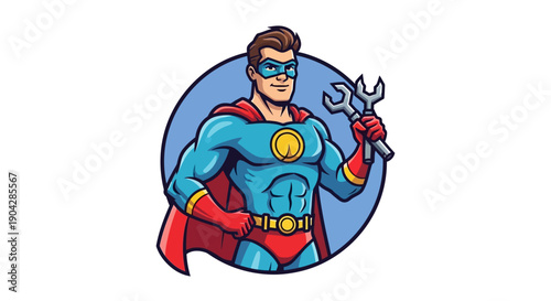 Heroic Mechanic Action Illustration, Strong Character Design, Digital Art Environment