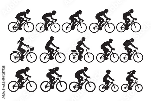 Cyclist Silhouette Set
Bicycle Riders Vector Pack
Cycling People Silhouettes
