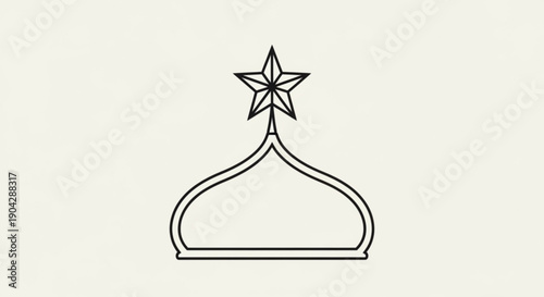 Minimalist outline of a star atop a dome simple vector illustration for architectural or religious concepts isolated on a light background