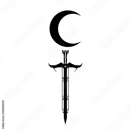 lilith symbol vector  tattoo art - moon sword tattoo idea, design, art, logo, eps10.