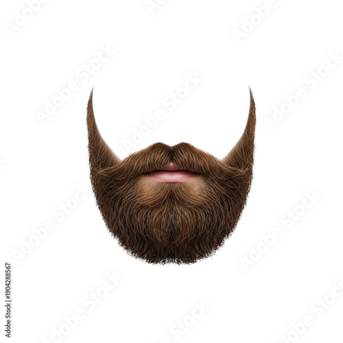 Realistic brown beard and mustache isolated On Transparent Background