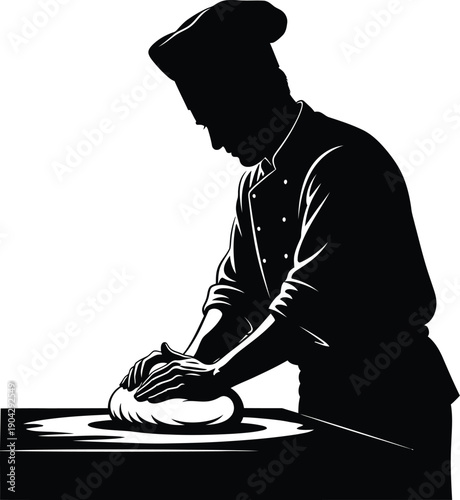 A chef preparing dough on a table