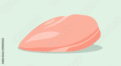A simple illustration of a raw chicken breast on a pale green background