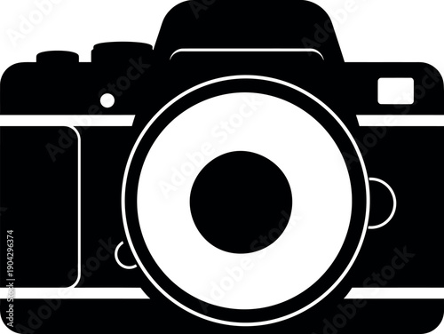 Digital camera silhouette icon for photography and media