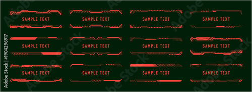 サイバー風 見出しフレームセット / HUD・近未来UIデザイン（赤）