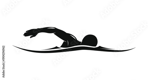 A striking silhouette of a swimmer in motion executing the freestyle stroke within water high quality professional detailed