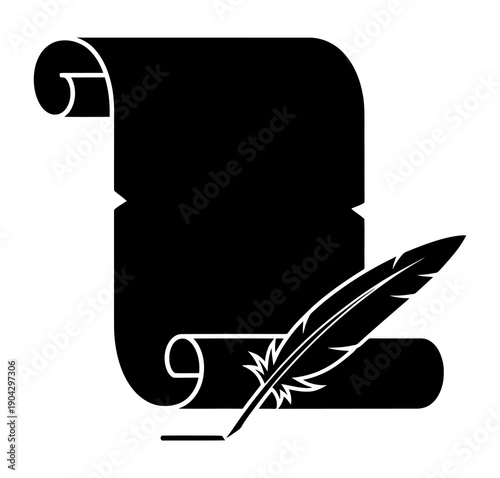 Last will and testament document on scroll outline icon