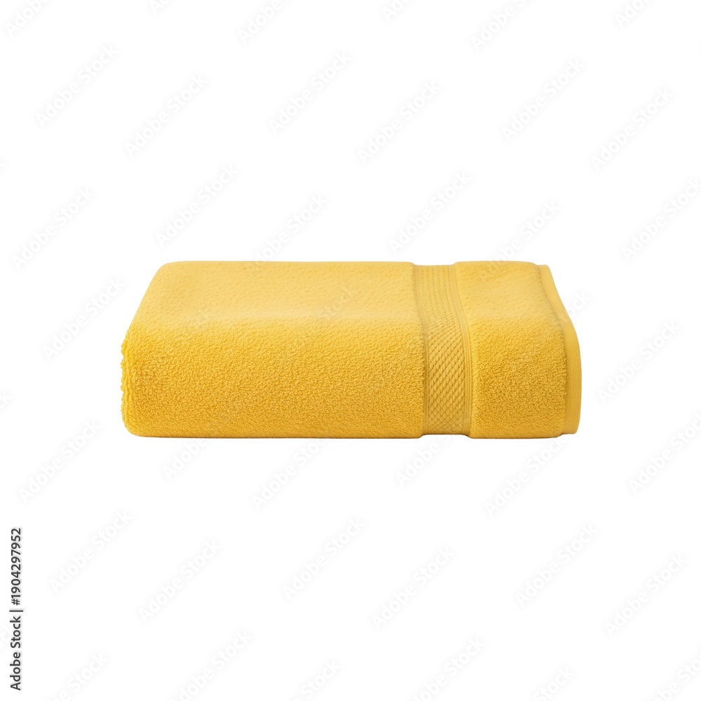 Obraz premium Folded yellow terry cloth towel isolated On Transparent Background