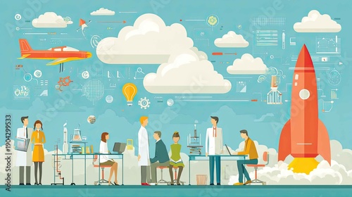 Innovation and Research in Science and Technology Illustration