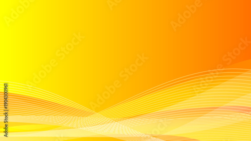 オレンジグラデーションとウェーブ装飾の高級フレーム背景 16:9