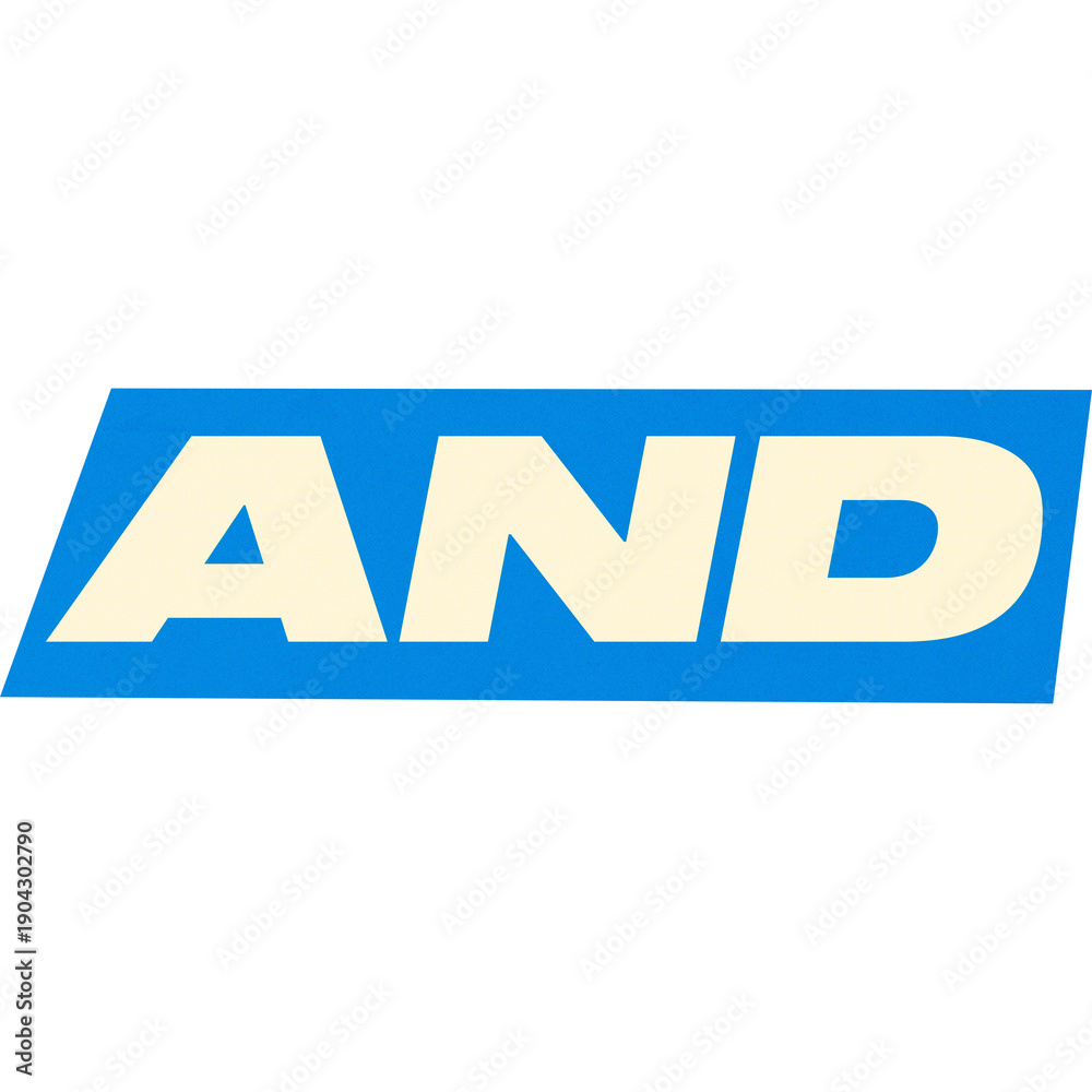 Obraz premium Blue and White Bold Sans Serif AND Word Sticker