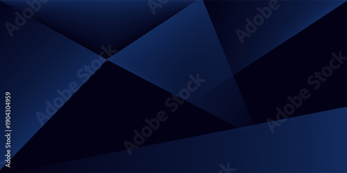 Black dark navy blue silver abstract pattern background. Geometric shape. Line triangle angle fold polygon diamond 3D. Color gradient ombre. Rough grain noise. Light shadow.