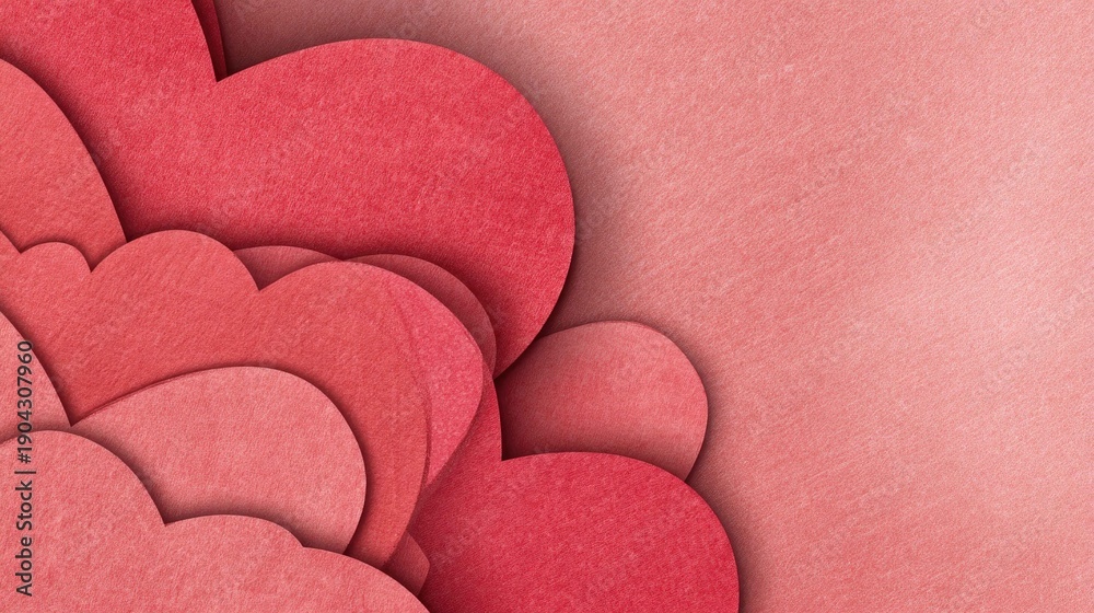 Obraz premium Colorful Heart Shapes in Layered Paper Design for Backgrounds