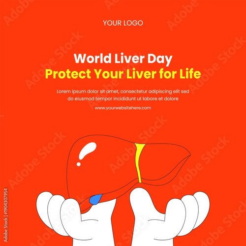 Hand Drawn Flat Cartoon Background Design Illustration for World Liver Day