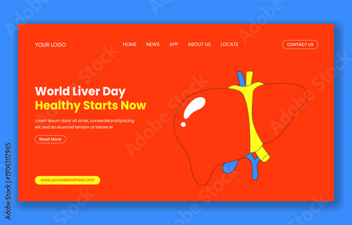 Social Media Landing Page Flat Cartoon Hand Drawn Background World Liver Day Illustration