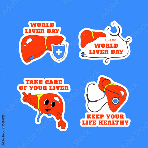 Label Background Illustration Flat Hand Drawn Cartoon for World Liver Day