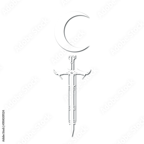 White lilith symbol vector  tattoo art - moon sword tattoo idea, design, art, logo, eps10.