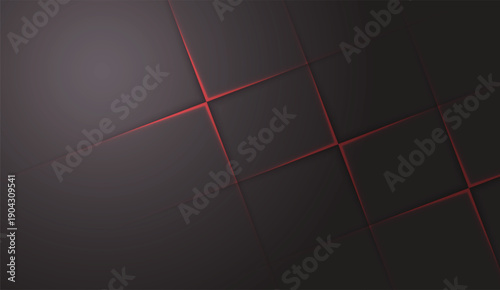 Dark abstract background with glowing red geometric grid lines creating a modern technological design
