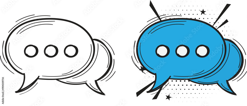 Fototapeta premium Hand Drawn Speech Bubble Icon Set for Communication Chat and Messaging Concept Design