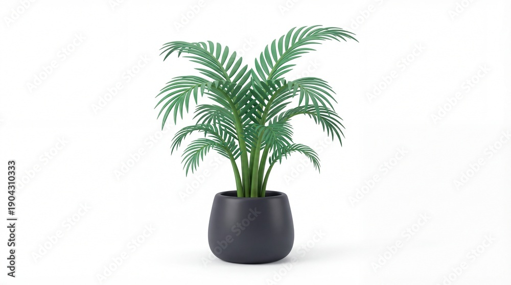 Obraz premium Elegant Areca Palm in Black Pot on White Background.