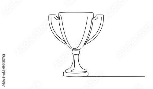 Minimal trophy cup continuous line drawing competition vector illustration