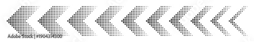 Halftone moving arrow representing speed, acceleration, fast vector illustration