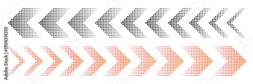 Halftone moving arrow representing speed, acceleration, fast vector illustration