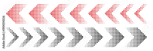 Halftone moving arrow representing speed, acceleration, fast vector illustration