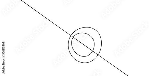 Geometric circle design intersecting in abstract creative space with sharp diagonal stroke