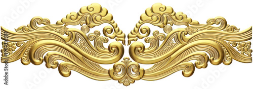 Golden ornament png Ornate border cutout Metallic decoration png Luxury filigree cutout Baroque scrollwork png Gilded flourish cutout isolated transparent background image