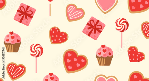 Colorful Valentine's Day treats and desserts.