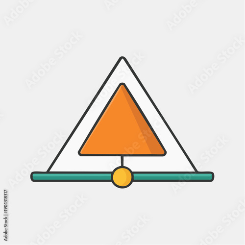 Geometric Balance Scale Icon - Abstract Vector Illustration