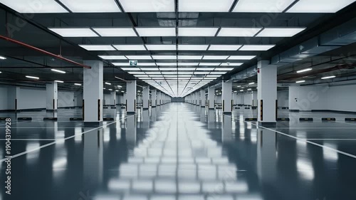 Modern Industrial Warehouse Interior with Bright Lighting.